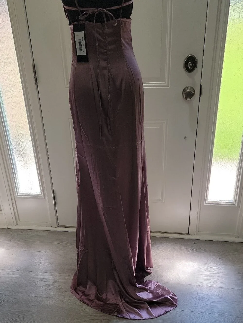 Satin Maxi Slip Dress in Dusty Rose with Front Slit